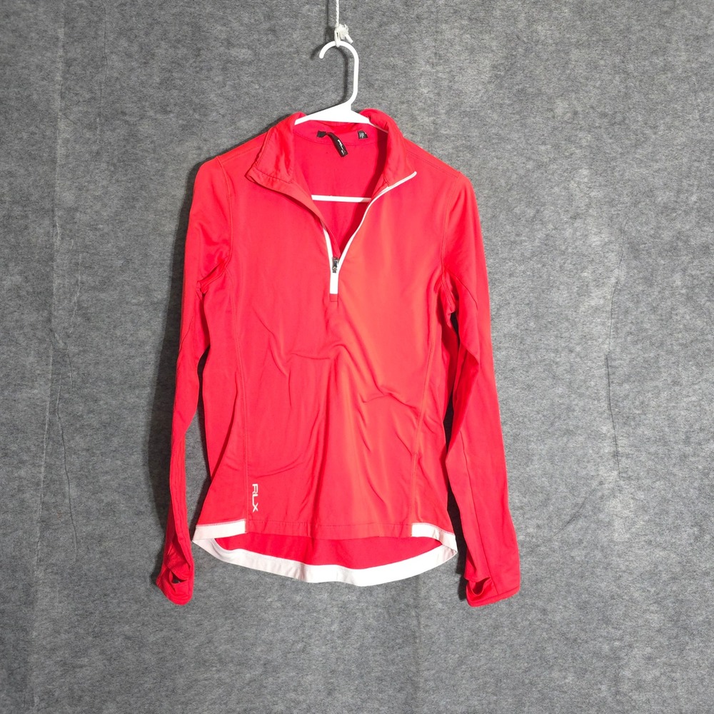 RLX Ralph Lauren Quarter Zip Women S Red Athletic Pullover Thumbhole Performance